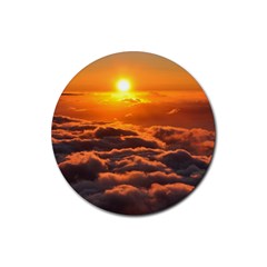 Sunset Over Clouds Rubber Round Coaster (4 Pack) 