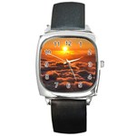 SUNSET OVER CLOUDS Square Metal Watches Front