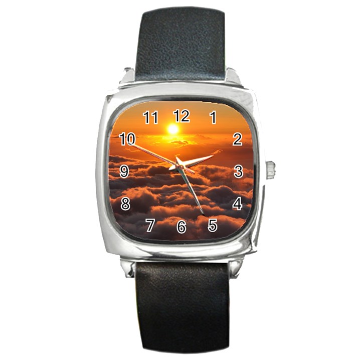 SUNSET OVER CLOUDS Square Metal Watches