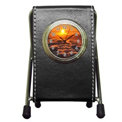 Sunset Over Clouds Pen Holder Desk Clocks by trendistuff