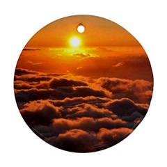 Sunset Over Clouds Round Ornament (two Sides)  by trendistuff