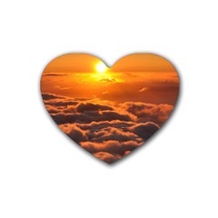 Sunset Over Clouds Rubber Coaster (heart)  by trendistuff