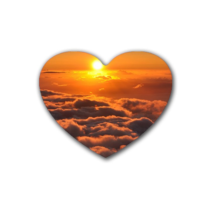 SUNSET OVER CLOUDS Heart Coaster (4 pack) 