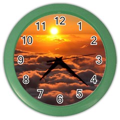 Sunset Over Clouds Color Wall Clocks by trendistuff