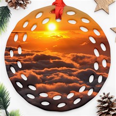 Sunset Over Clouds Round Filigree Ornament (2side) by trendistuff