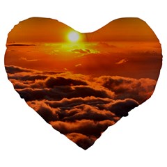 Sunset Over Clouds Large 19  Premium Heart Shape Cushions by trendistuff