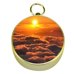 Sunset Over Clouds Gold Compasses