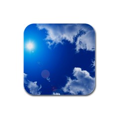 Sun Sky And Clouds Rubber Square Coaster (4 Pack)  by trendistuff