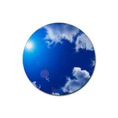 Sun Sky And Clouds Rubber Round Coaster (4 Pack)  by trendistuff