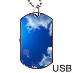 Sun Sky And Clouds Dog Tag Usb Flash (one Side)