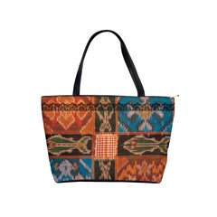 Quilted Fish Pattern Large Shoulder Bag