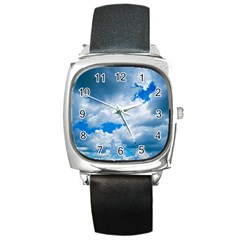 Cumulus Clouds Square Metal Watches by trendistuff