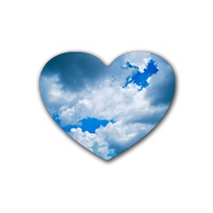 Cumulus Clouds Rubber Coaster (heart)  by trendistuff