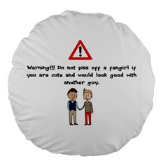 Warning! Fangirl Large 18  Premium Flano Round Cushions