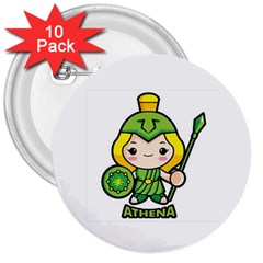 Kiddie Athena 3  Buttons (10 Pack) 