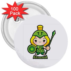 Kiddie Athena 3  Buttons (100 Pack)  by girlwhowaitedfanstore