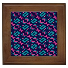 Pink And Blue Shapes Pattern Framed Tile by LalyLauraFLM