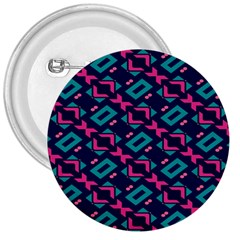 Pink And Blue Shapes Pattern 3  Button