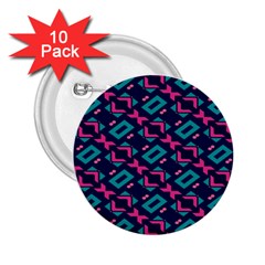 Pink And Blue Shapes Pattern 2 25  Button (10 Pack)