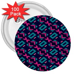 Pink And Blue Shapes Pattern 3  Button (100 Pack)