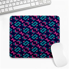 Pink And Blue Shapes Pattern Large Mousepad by LalyLauraFLM