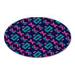 Pink And Blue Shapes Pattern Magnet (oval) by LalyLauraFLM