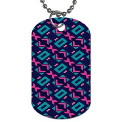 Pink And Blue Shapes Pattern Dog Tag (two Sides)