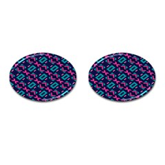 Pink And Blue Shapes Pattern Cufflinks (oval) by LalyLauraFLM