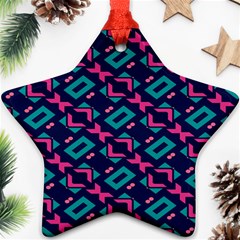 Pink And Blue Shapes Pattern Star Ornament (two Sides) by LalyLauraFLM