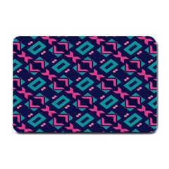 Pink And Blue Shapes Pattern Small Doormat