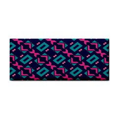 Pink And Blue Shapes Pattern Hand Towel