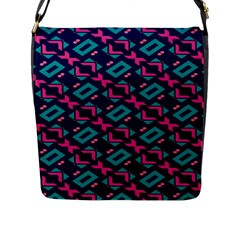 Pink And Blue Shapes Pattern Flap Closure Messenger Bag (l) by LalyLauraFLM