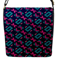 Pink And Blue Shapes Pattern Flap Closure Messenger Bag (s)