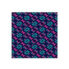 Pink And Blue Shapes Pattern Satin Bandana Scarf