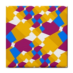 Layered Shapes Tile Coaster by LalyLauraFLM