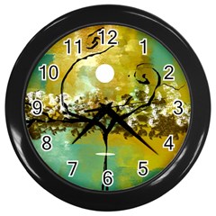 She Open s To The Moon Wall Clocks (black)