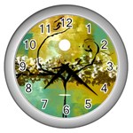 She Open s to the Moon Wall Clocks (Silver)  Front