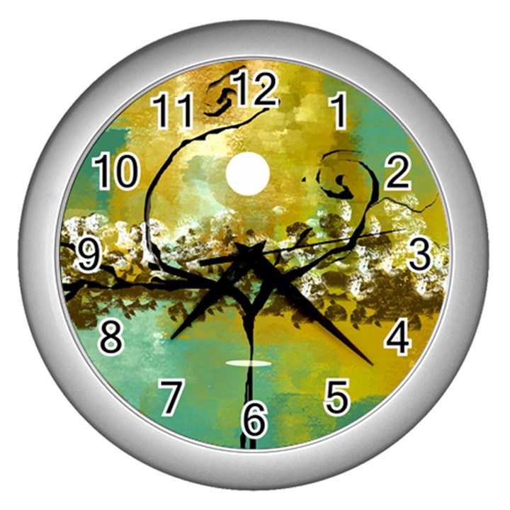 She Open s to the Moon Wall Clocks (Silver) 