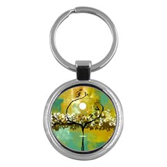 She Open s To The Moon Key Chains (round)  by digitaldivadesigns