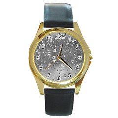 Water Drops 4 Round Gold Metal Watches