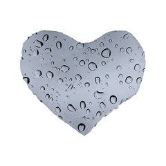 Water Drops 2 Standard 16  Premium Flano Heart Shape Cushions