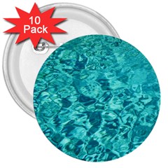 Turquoise Water 3  Buttons (10 Pack) 