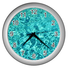 Turquoise Water Wall Clocks (silver) 