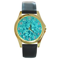 Turquoise Water Round Gold Metal Watches