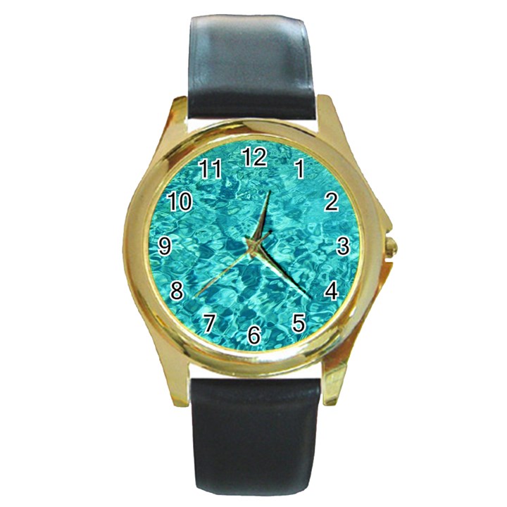 TURQUOISE WATER Round Gold Metal Watches