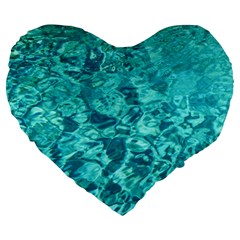 Turquoise Water Large 19  Premium Heart Shape Cushions