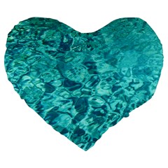 Turquoise Water Large 19  Premium Flano Heart Shape Cushions