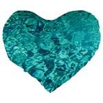 TURQUOISE WATER Large 19  Premium Flano Heart Shape Cushions Back