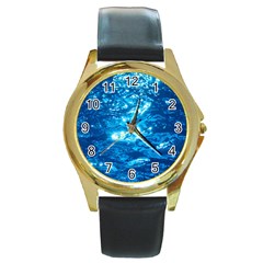 Light On Water Round Gold Metal Watches