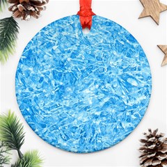 Blue Ice Crystals Round Ornament (two Sides)  by trendistuff